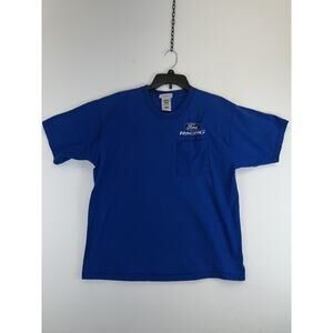 Ford Racing Shirt Mens Large Blue Pocket Graphic Short Sleeve Crewneck T-Shirt